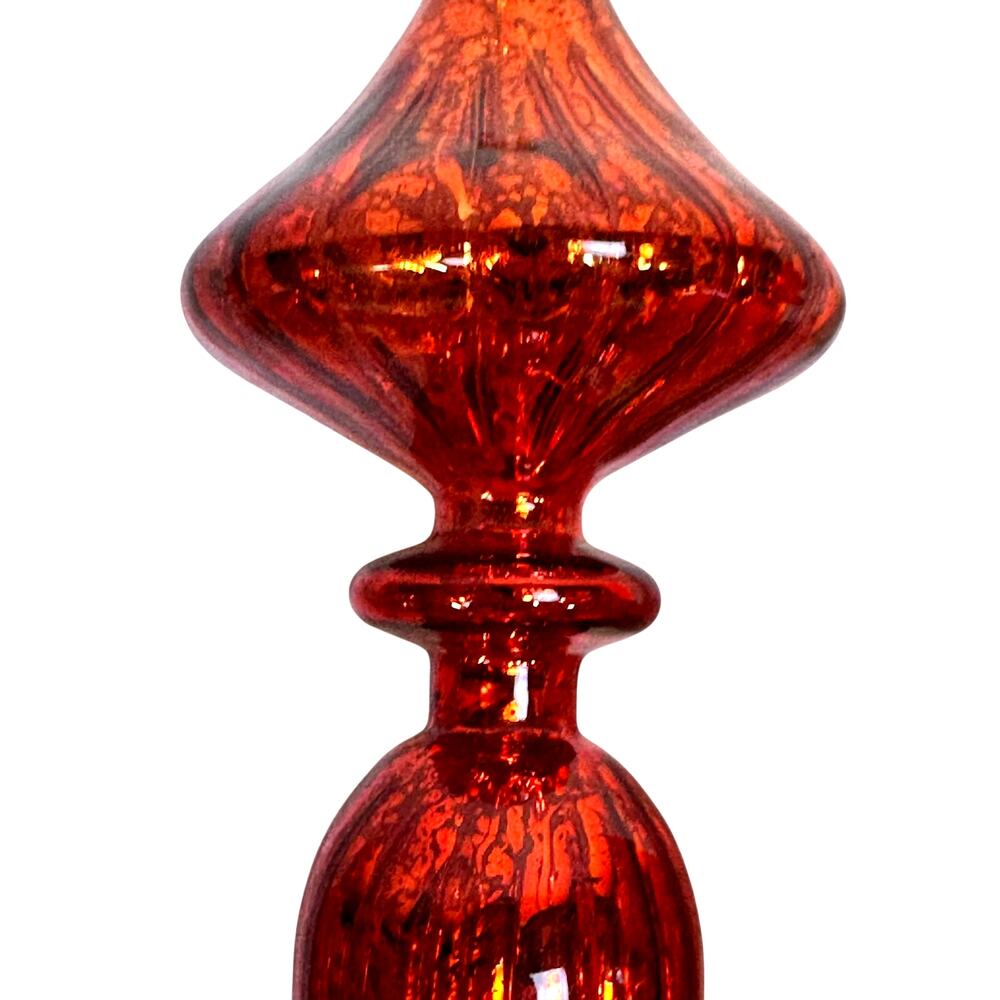 Red Mercury Glass 9" to 11" Vintage Finial Christmas Ornaments-Stunning-Set of 3 - Picture 6 of 7